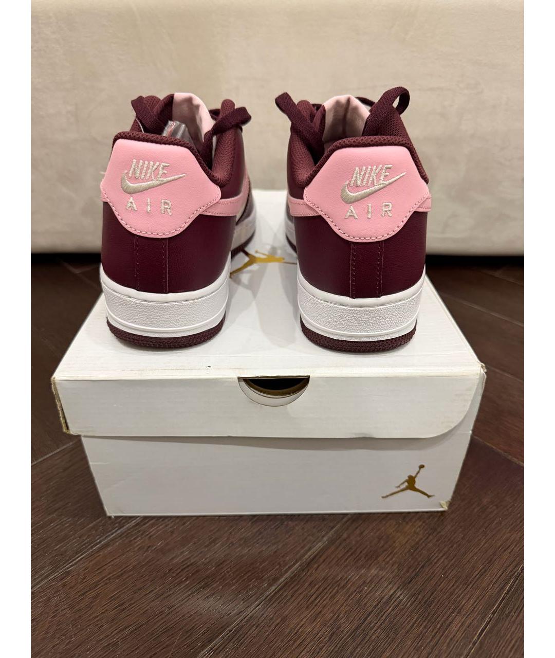 NIKE Бордовые кожаные низкие кроссовки / кеды, фото 3