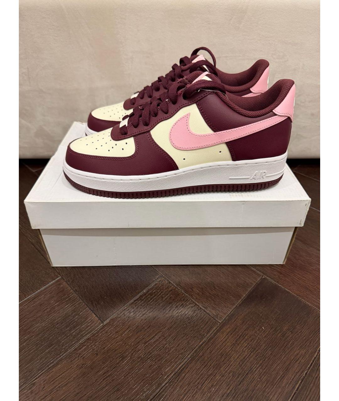 NIKE Бордовые кожаные низкие кроссовки / кеды, фото 7