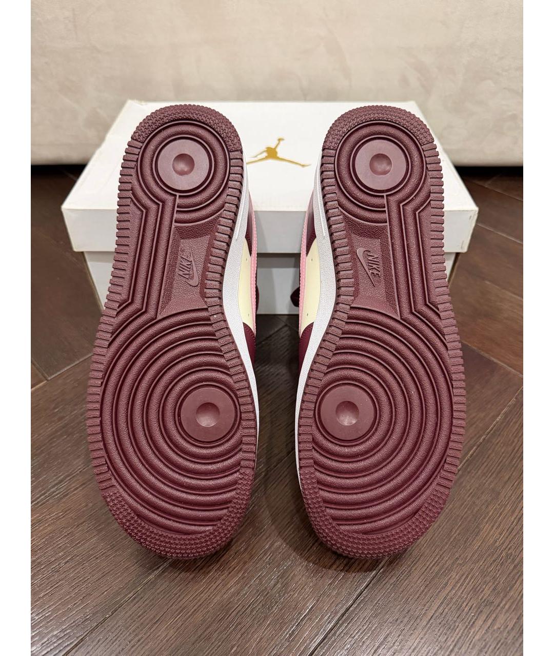 NIKE Бордовые кожаные низкие кроссовки / кеды, фото 5