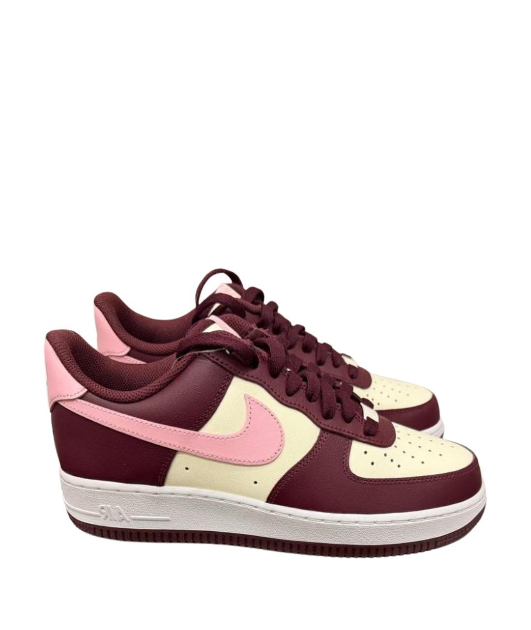 NIKE Бордовые кожаные низкие кроссовки / кеды, фото 1