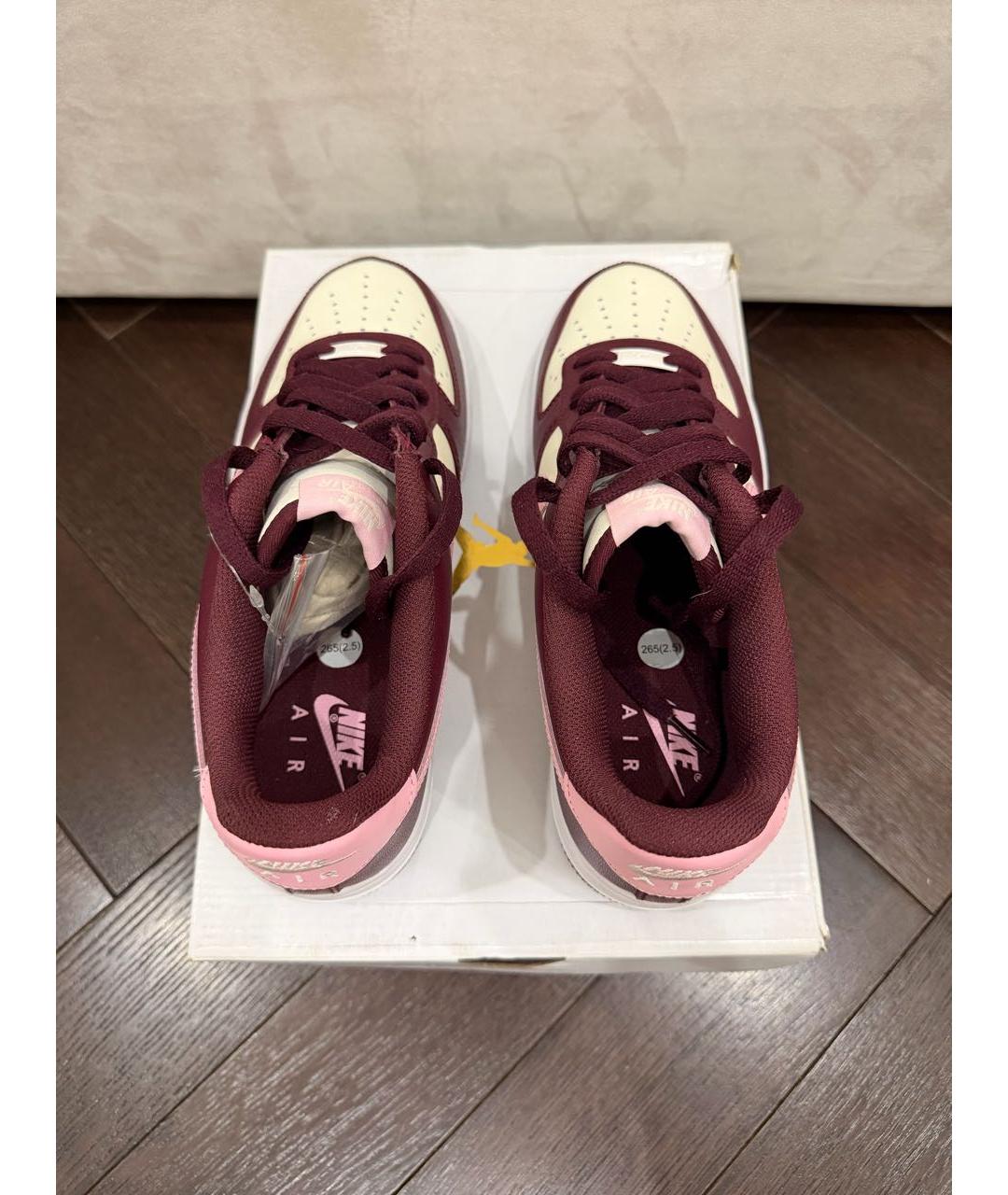NIKE Бордовые кожаные низкие кроссовки / кеды, фото 2