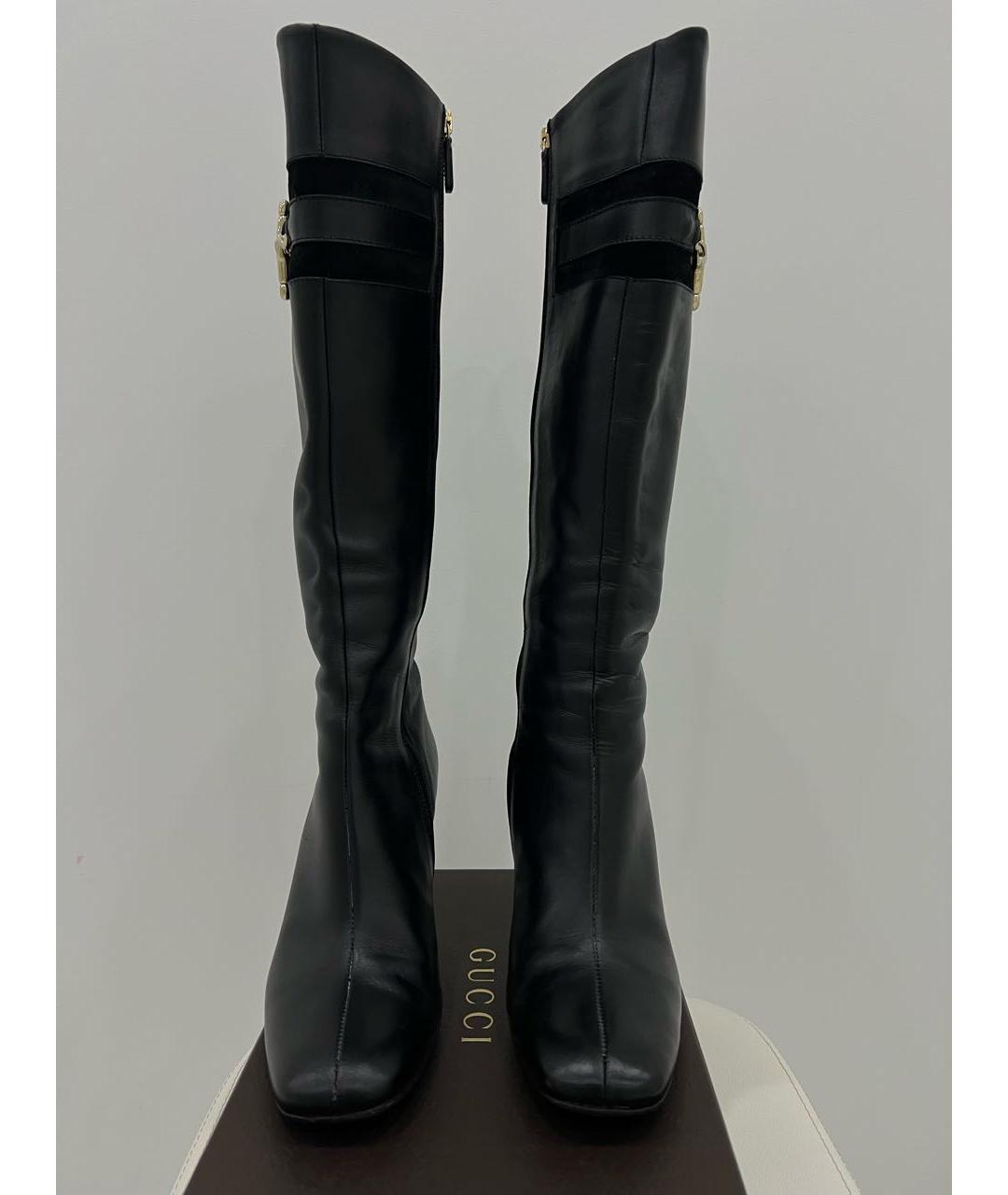 GUCCI Черные кожаные сапоги, фото 3