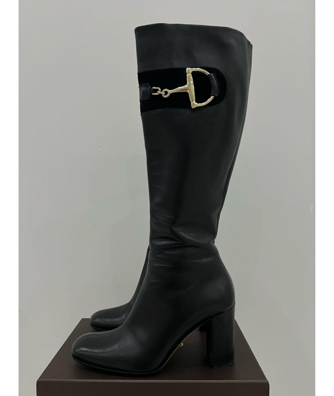 GUCCI Черные кожаные сапоги, фото 4