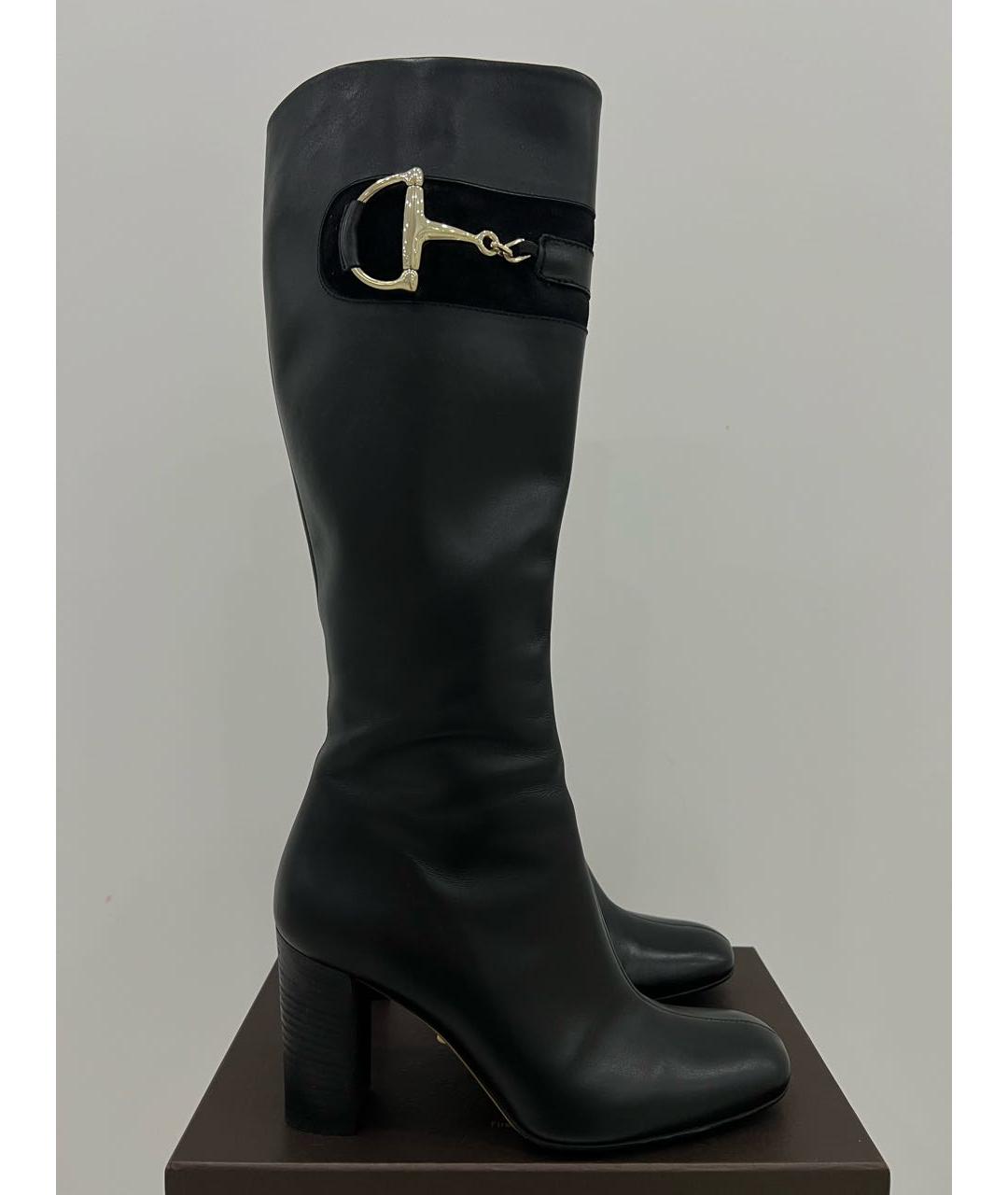 GUCCI Черные кожаные сапоги, фото 2