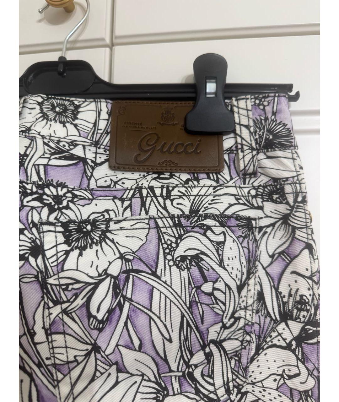 GUCCI Фиолетовые хлопковые прямые джинсы, фото 5
