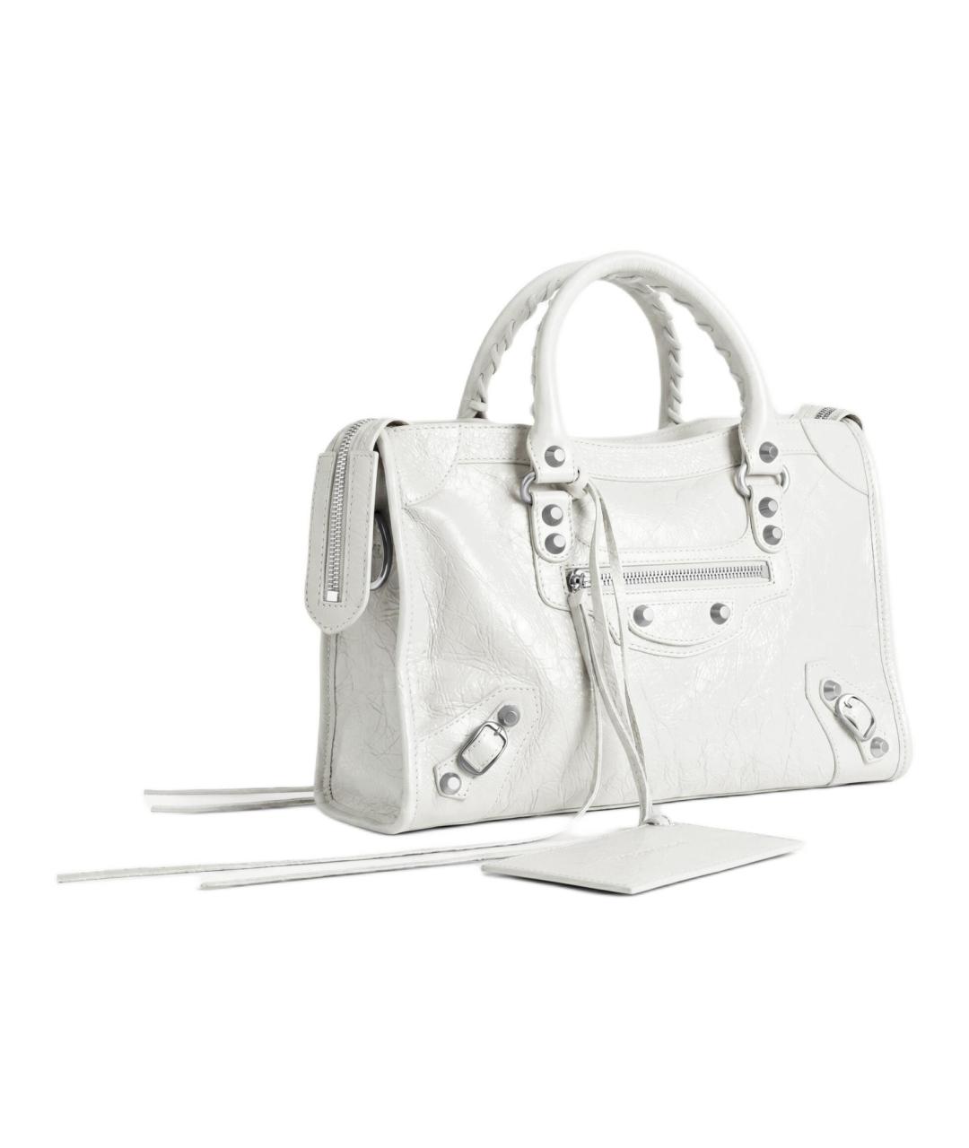 BALENCIAGA Белая кожаная сумка через плечо, фото 3