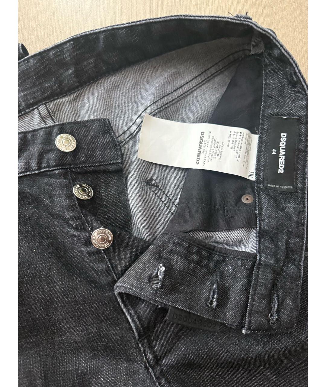 DSQUARED2 Черные хлопко-эластановые джинсы слим, фото 4