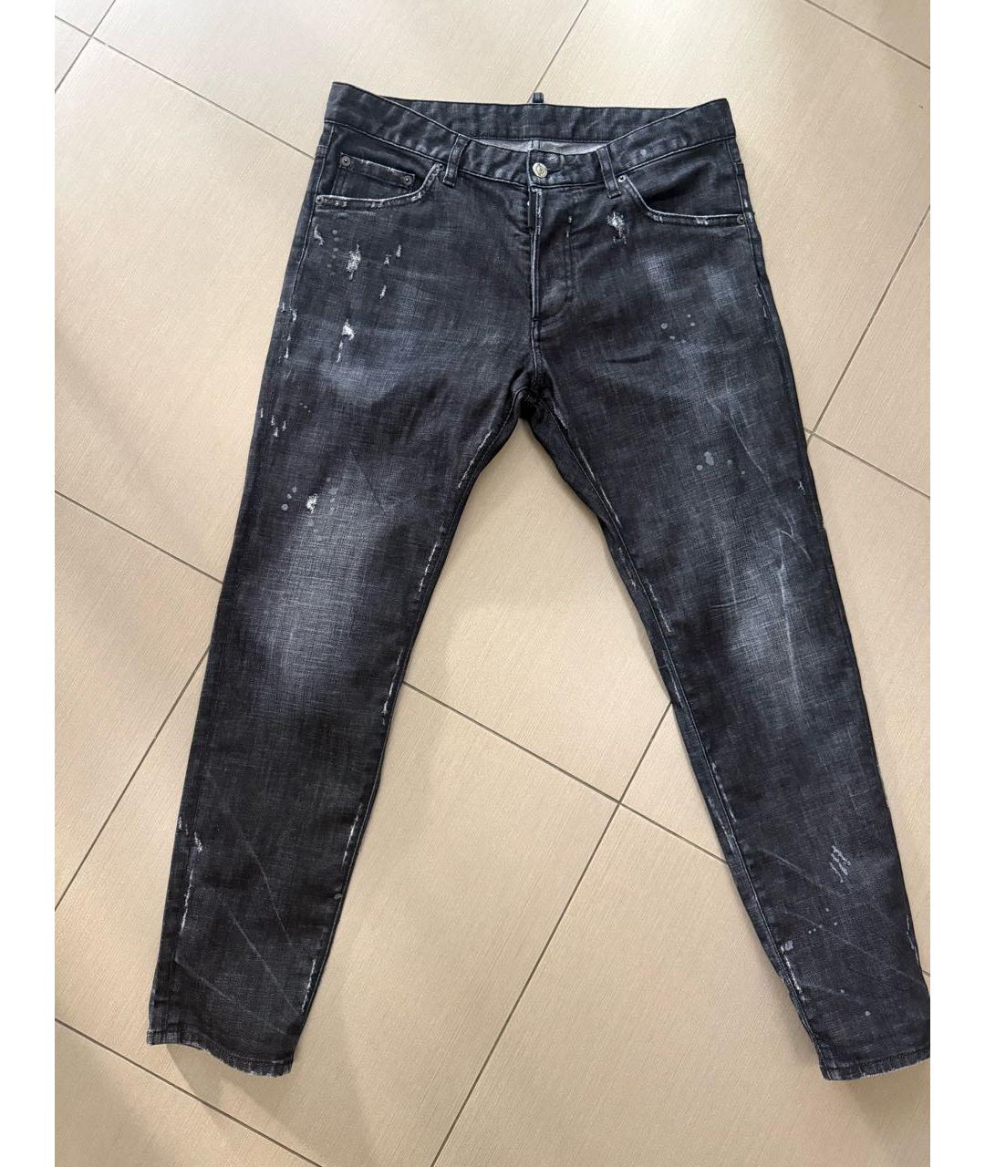 DSQUARED2 Черные хлопко-эластановые джинсы слим, фото 8
