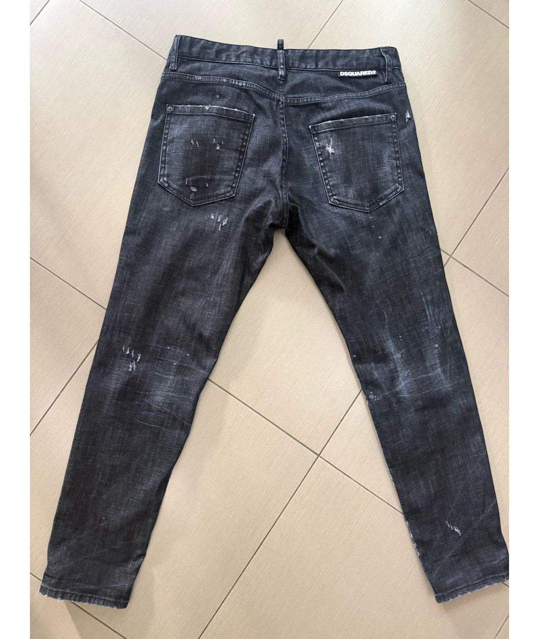 DSQUARED2 Черные хлопко-эластановые джинсы слим, фото 2