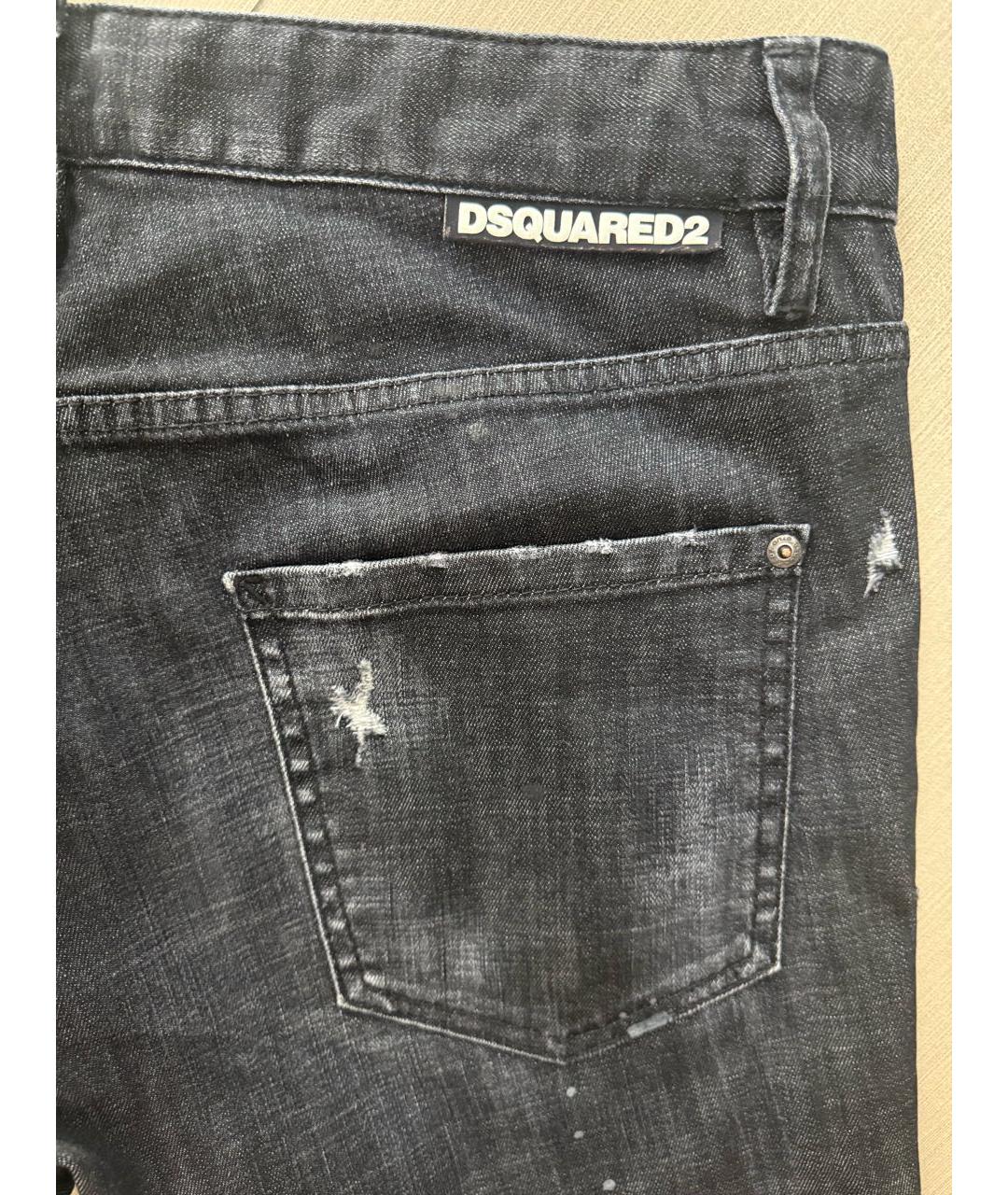 DSQUARED2 Черные хлопко-эластановые джинсы слим, фото 6