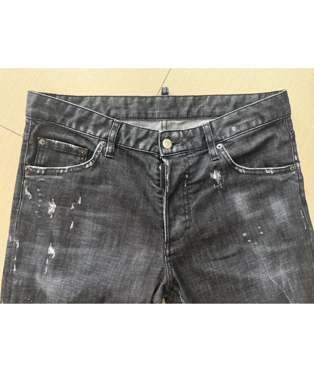 DSQUARED2 Черные хлопко-эластановые джинсы слим, фото 5