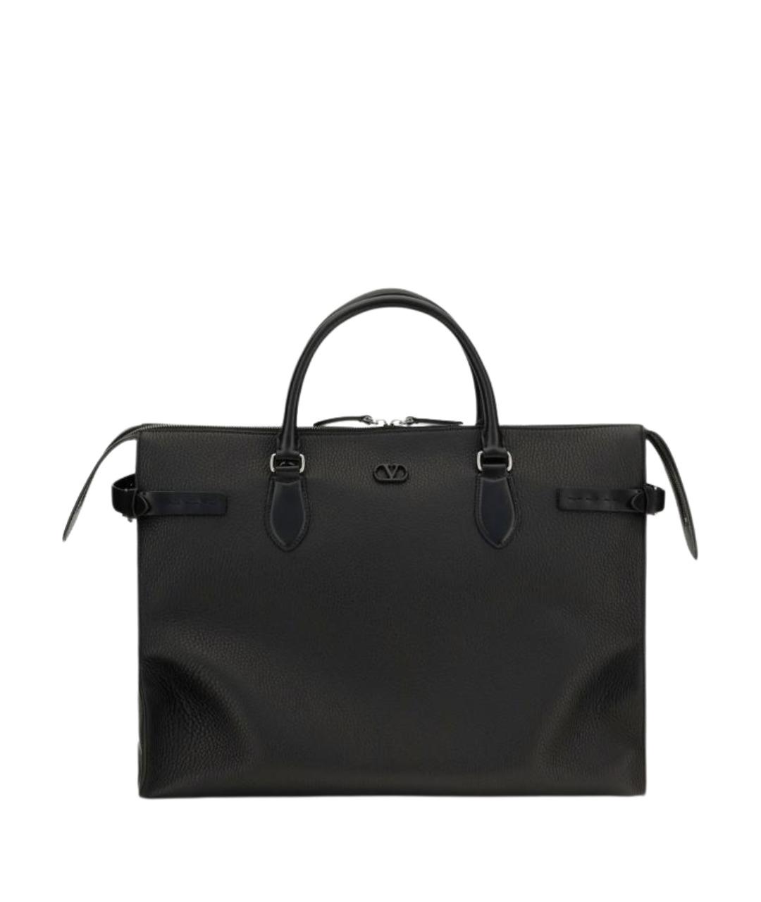 VALENTINO Черная кожаная сумка тоут, фото 1