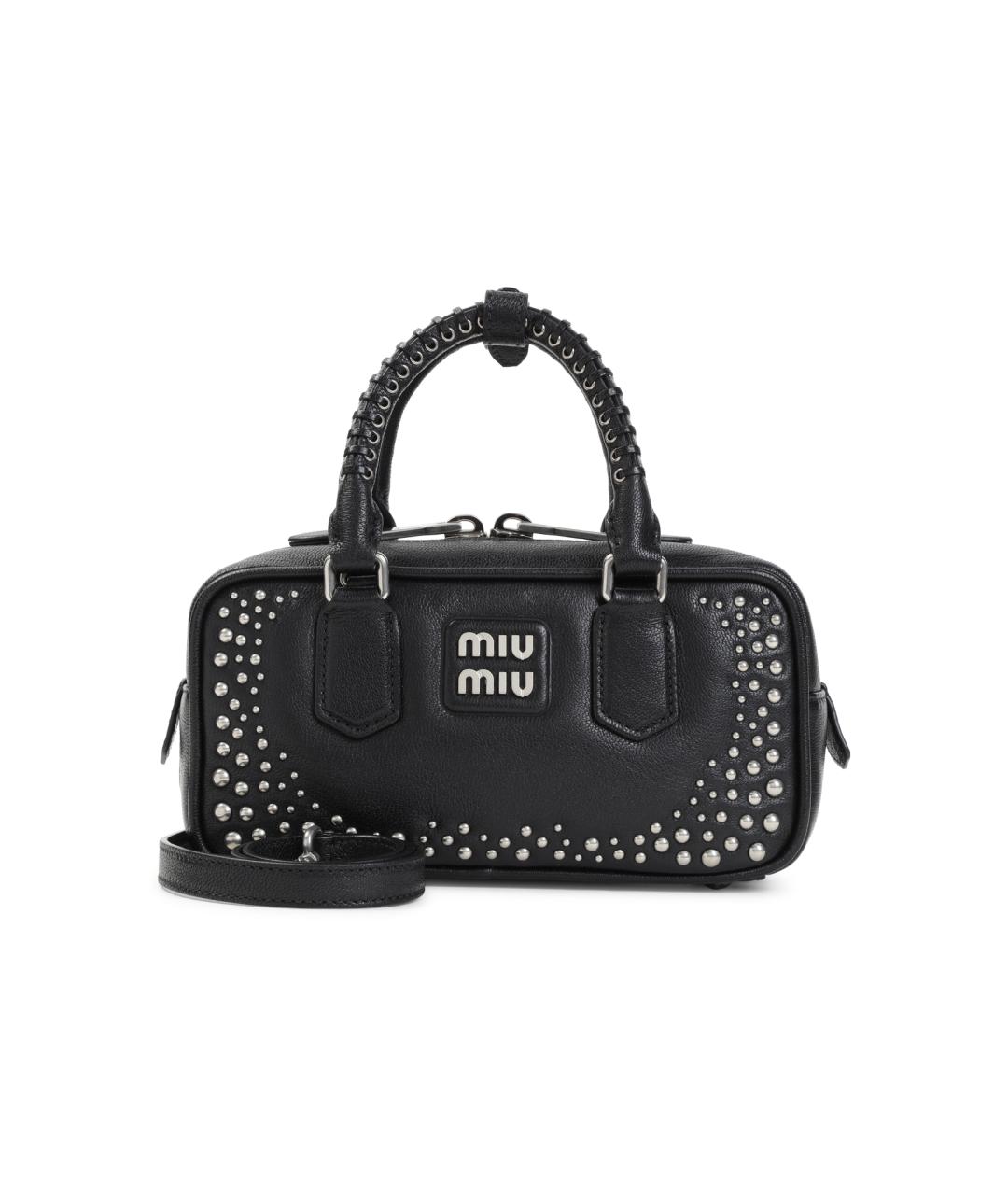 MIU MIU Черная кожаная сумка с короткими ручками, фото 5