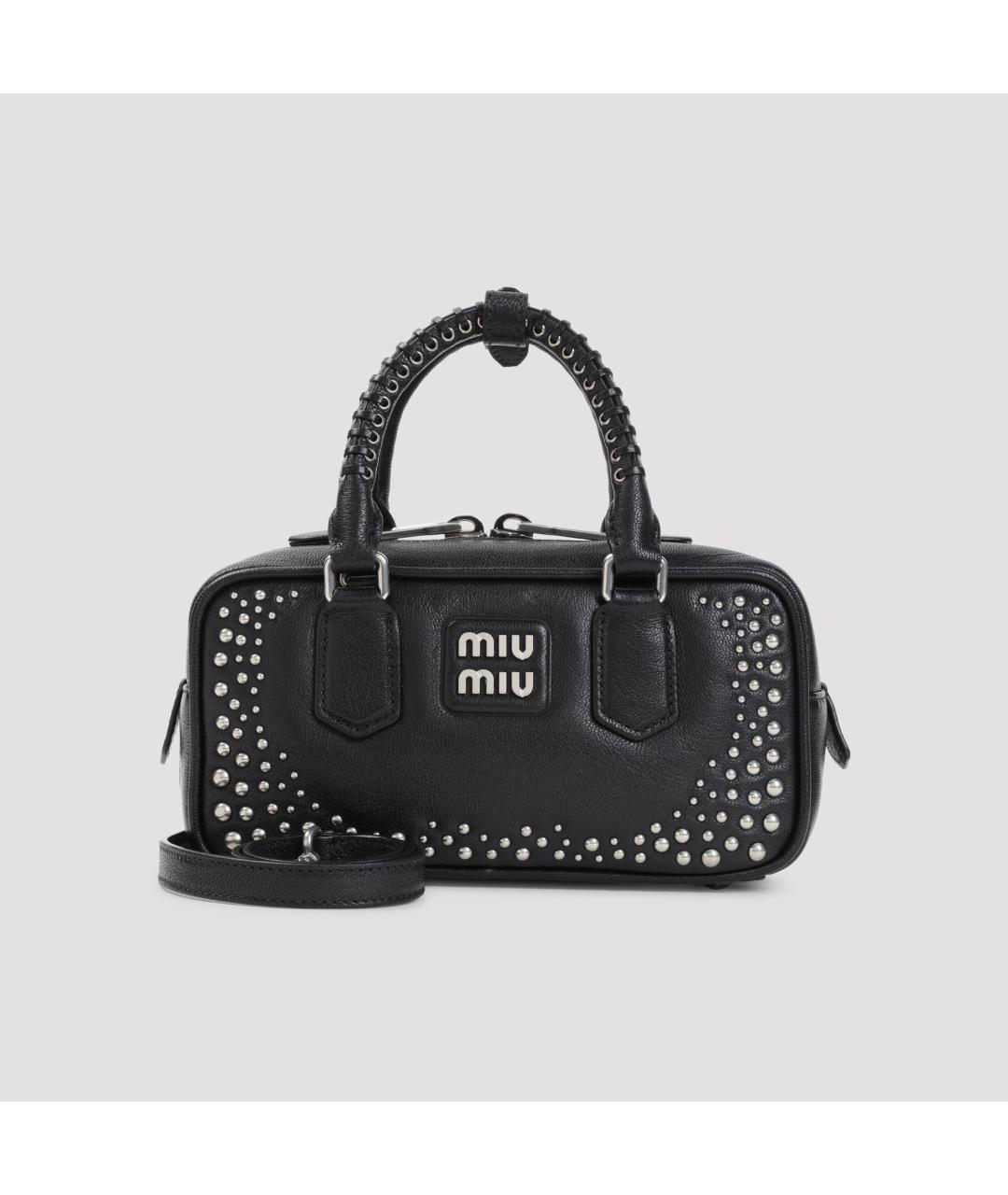 MIU MIU Черная кожаная сумка с короткими ручками, фото 2