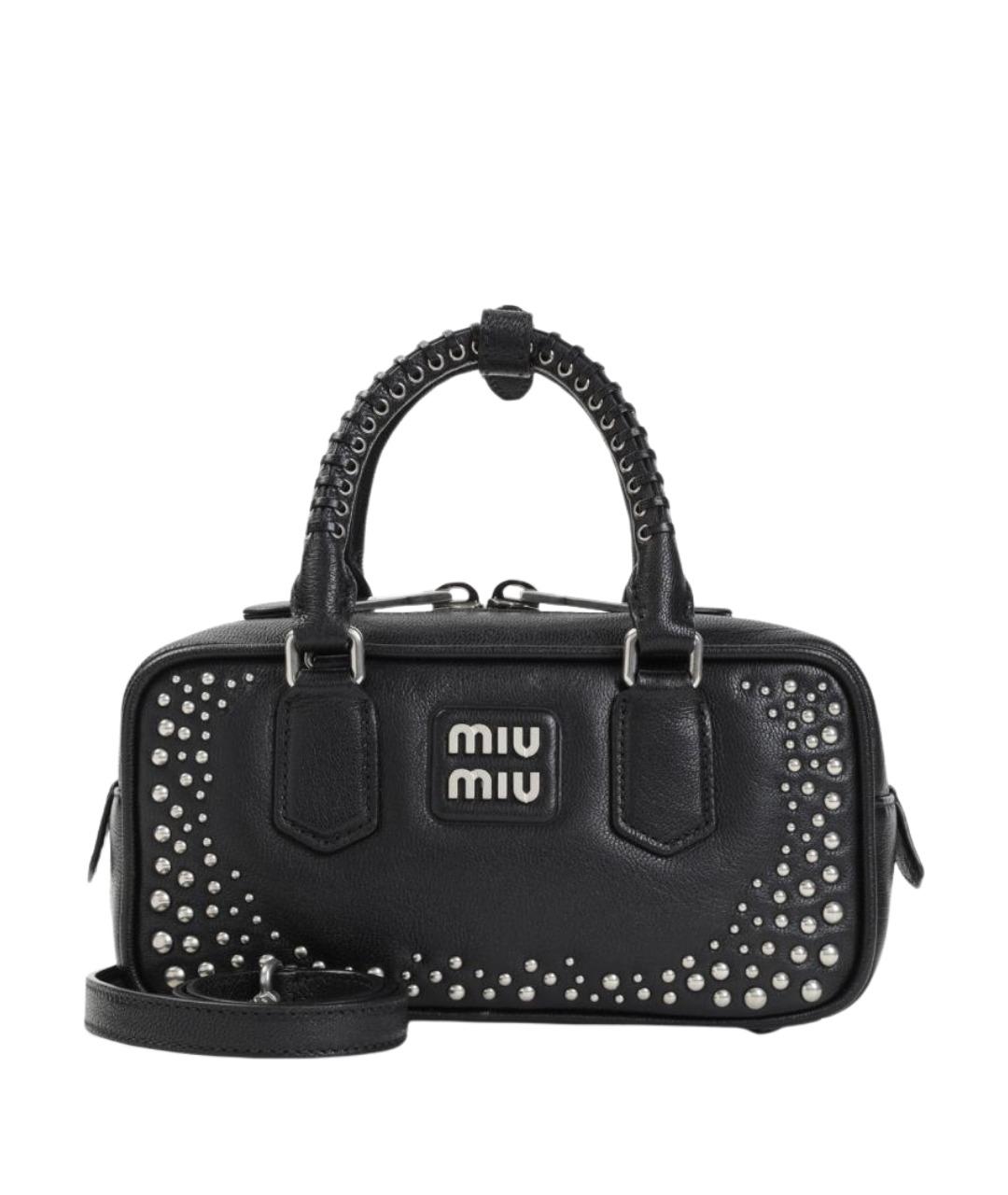 MIU MIU Черная кожаная сумка с короткими ручками, фото 1