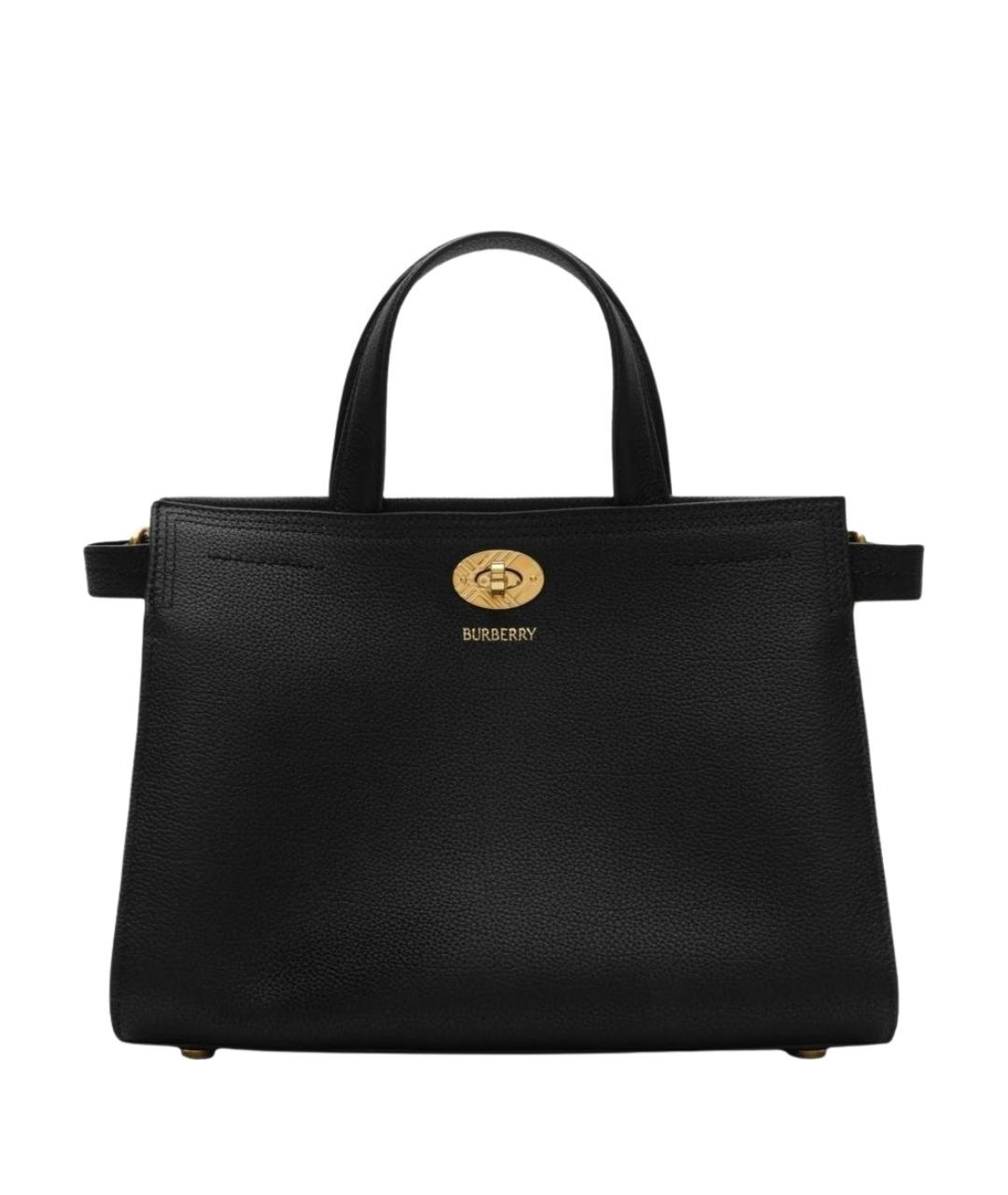 BURBERRY Черная кожаная сумка тоут, фото 1