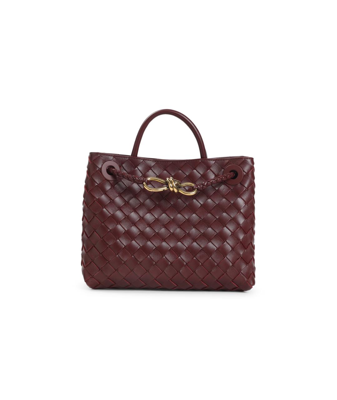 BOTTEGA VENETA Бордовая кожаная сумка тоут, фото 6