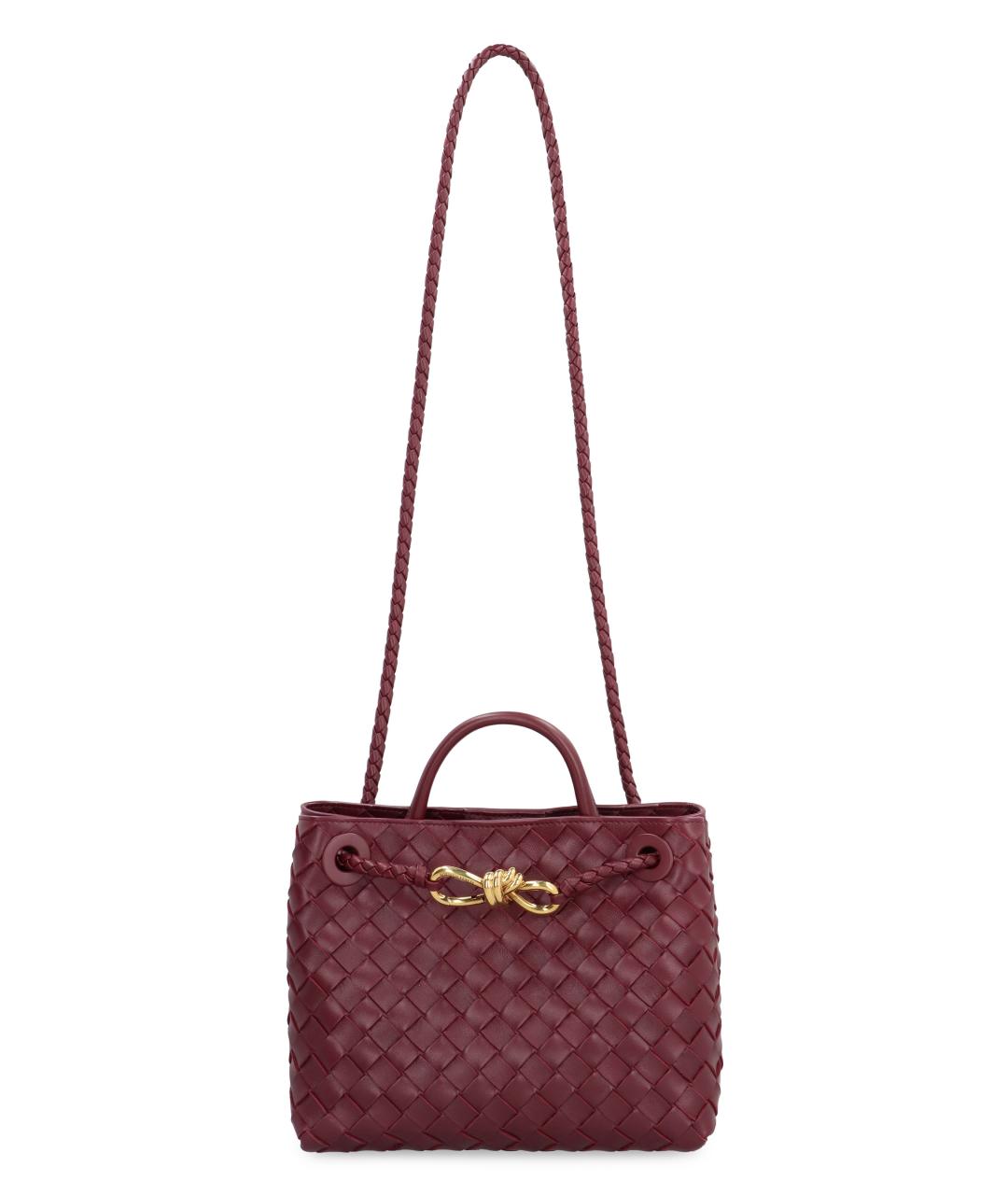 BOTTEGA VENETA Бордовая кожаная сумка тоут, фото 5