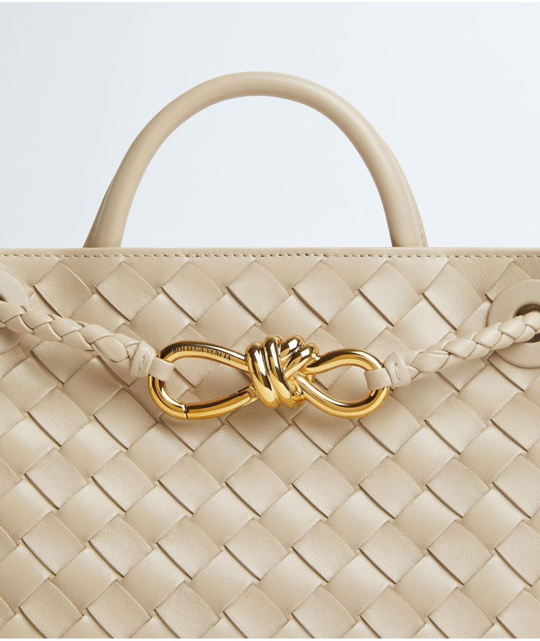 BOTTEGA VENETA Бежевая кожаная сумка тоут, фото 5