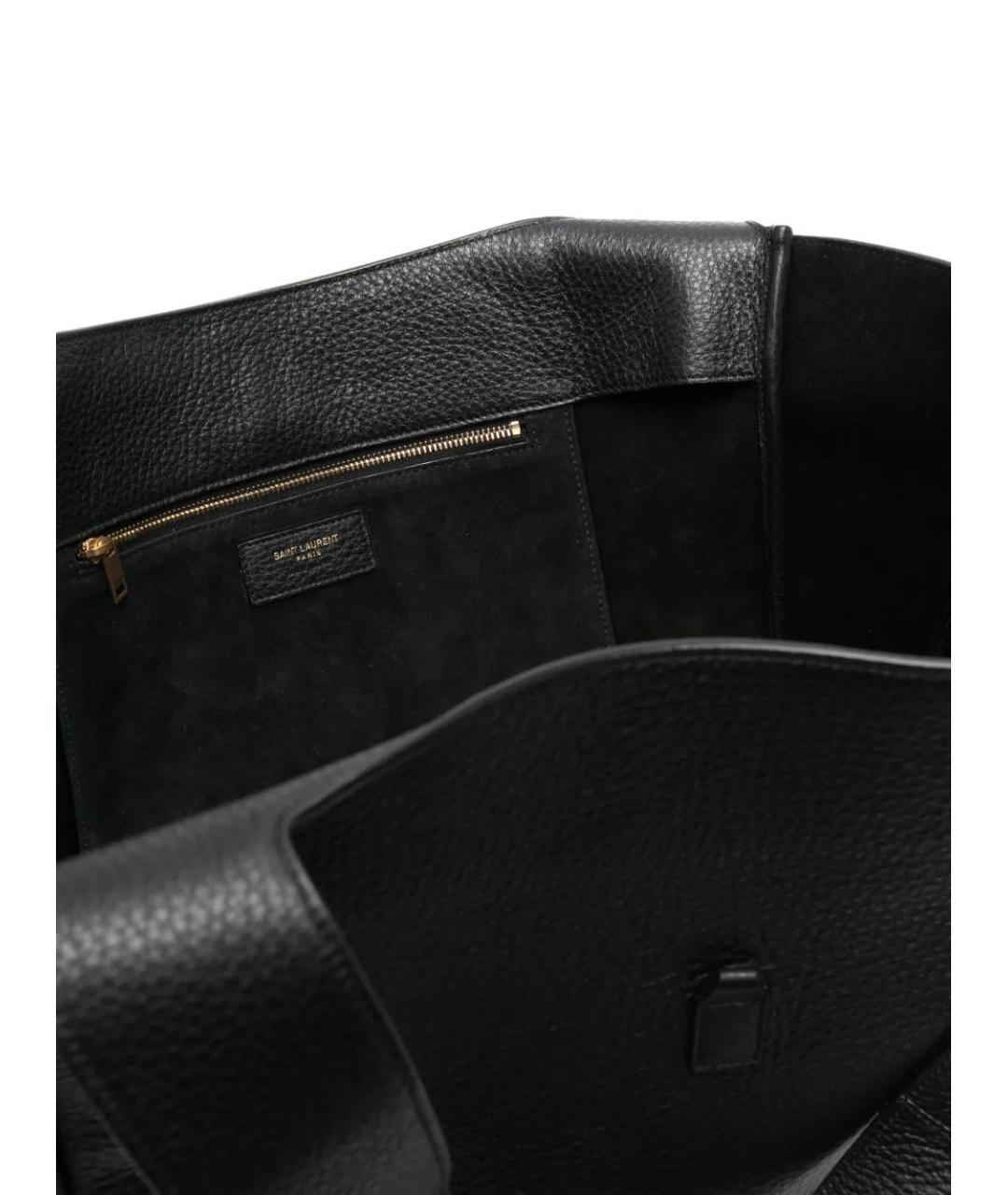 SAINT LAURENT Черная кожаная сумка тоут, фото 5