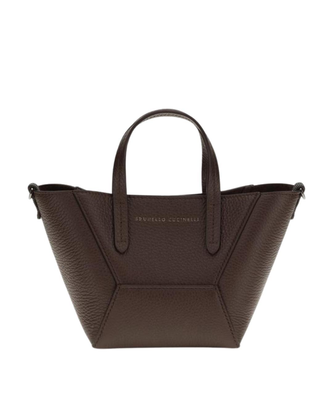 BRUNELLO CUCINELLI Коричневая кожаная сумка тоут, фото 1