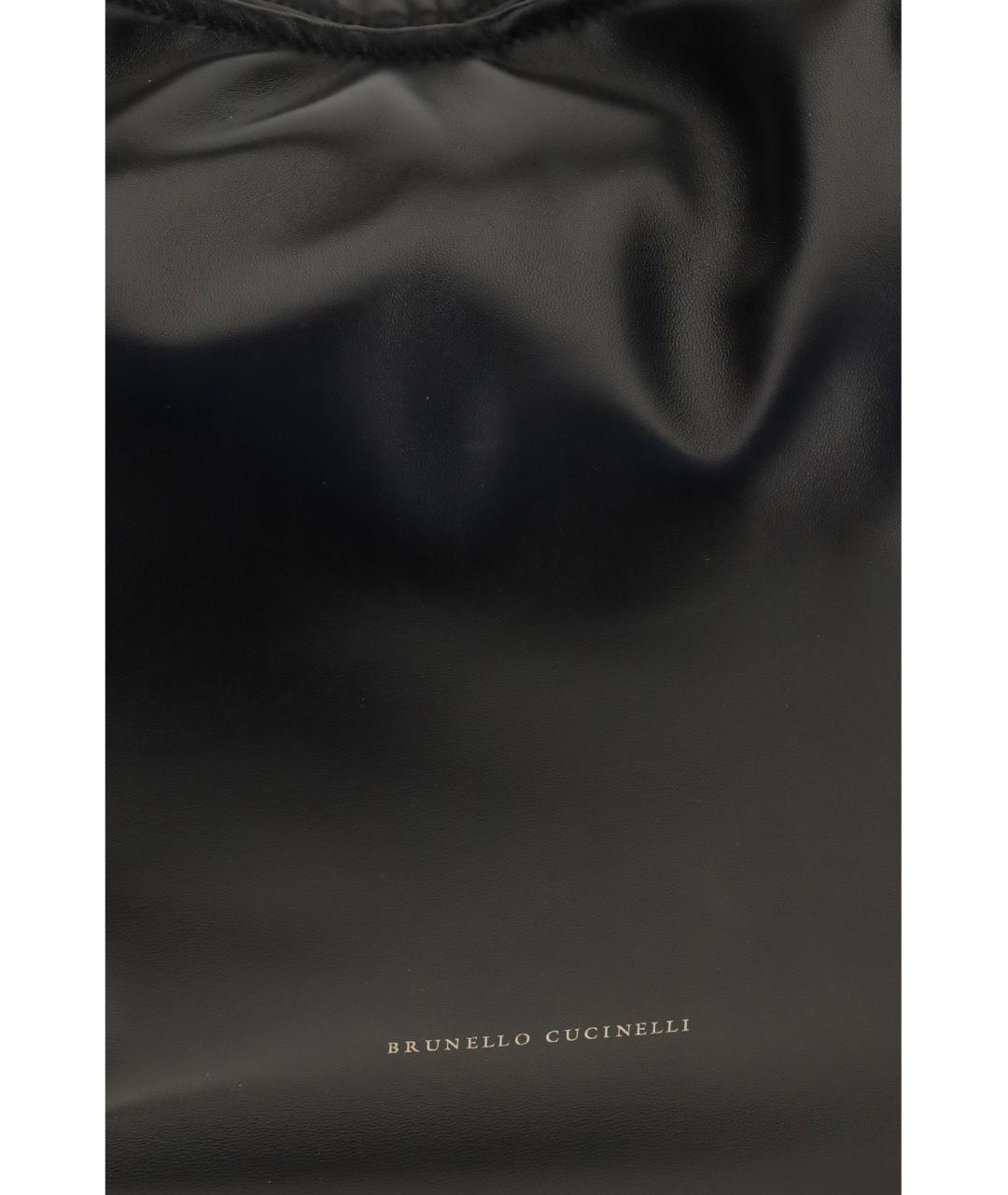 BRUNELLO CUCINELLI Черная кожаная сумка через плечо, фото 4