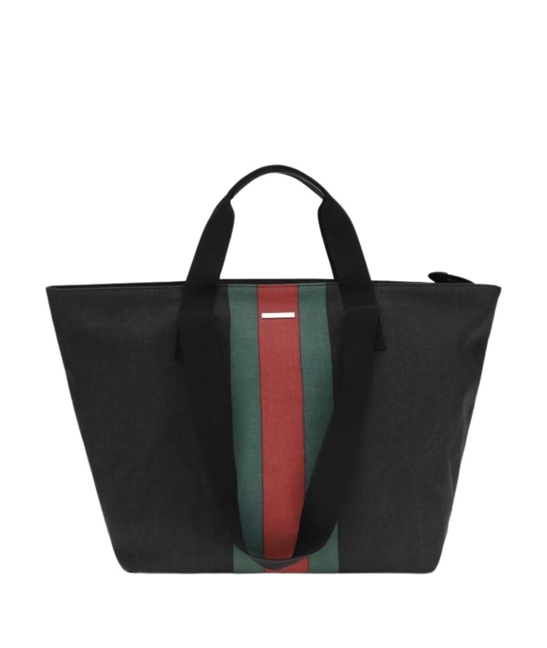 GUCCI Черная сумка тоут из канвы, фото 1
