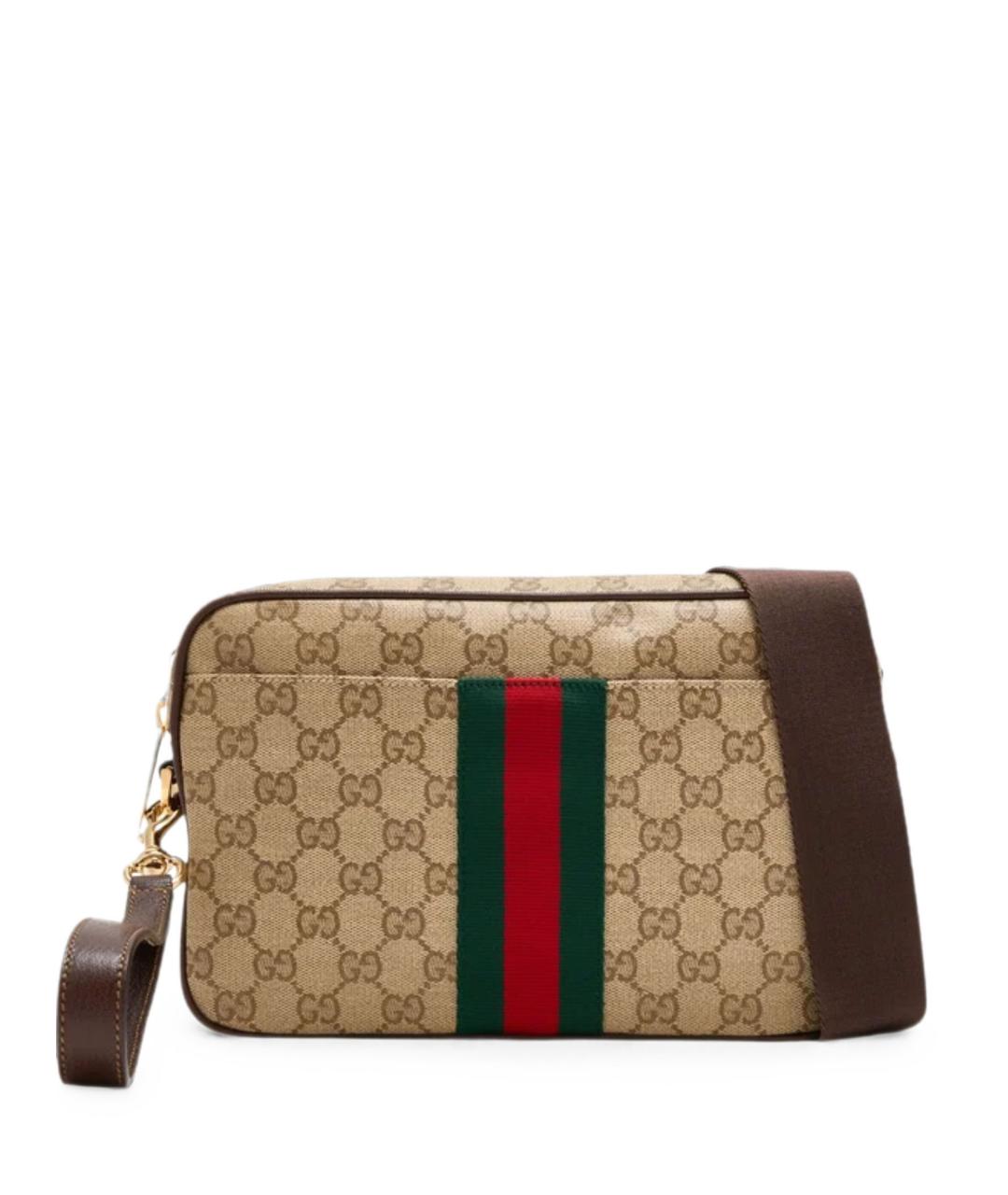 GUCCI Бежевая сумка на плечо из канвы, фото 1