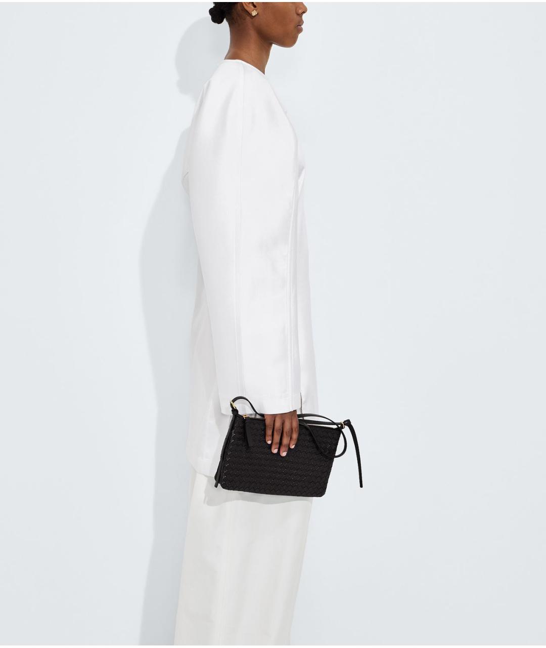 BOTTEGA VENETA Черная кожаная сумка через плечо, фото 4