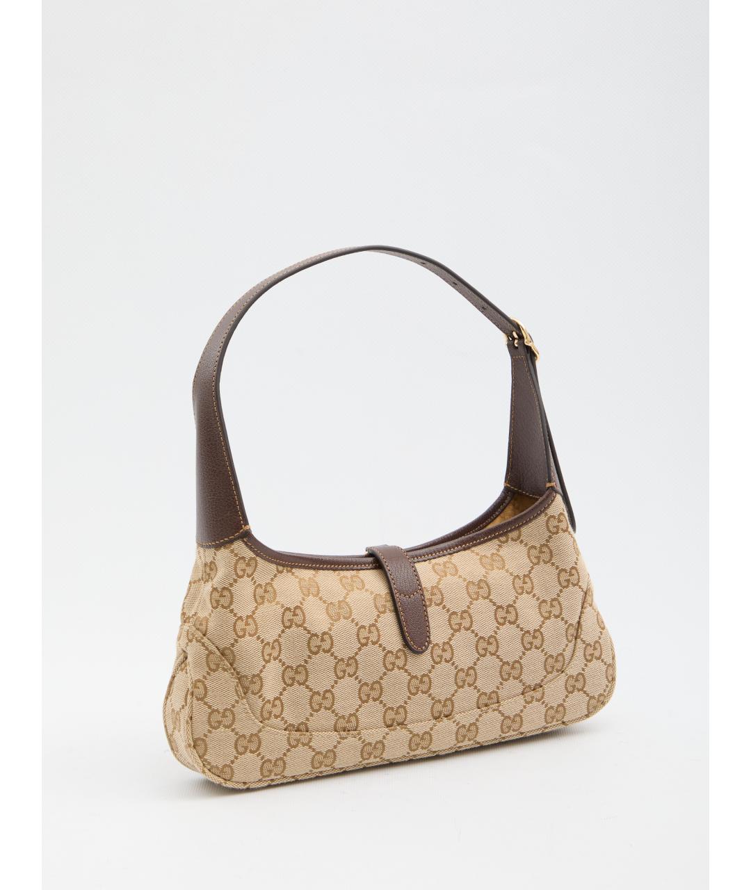 GUCCI Бежевая сумка через плечо из канвы, фото 2