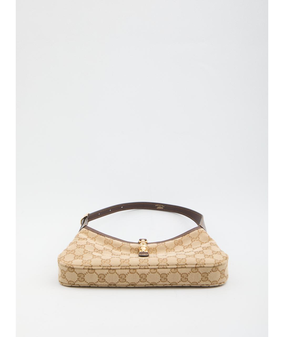 GUCCI Бежевая сумка через плечо из канвы, фото 3