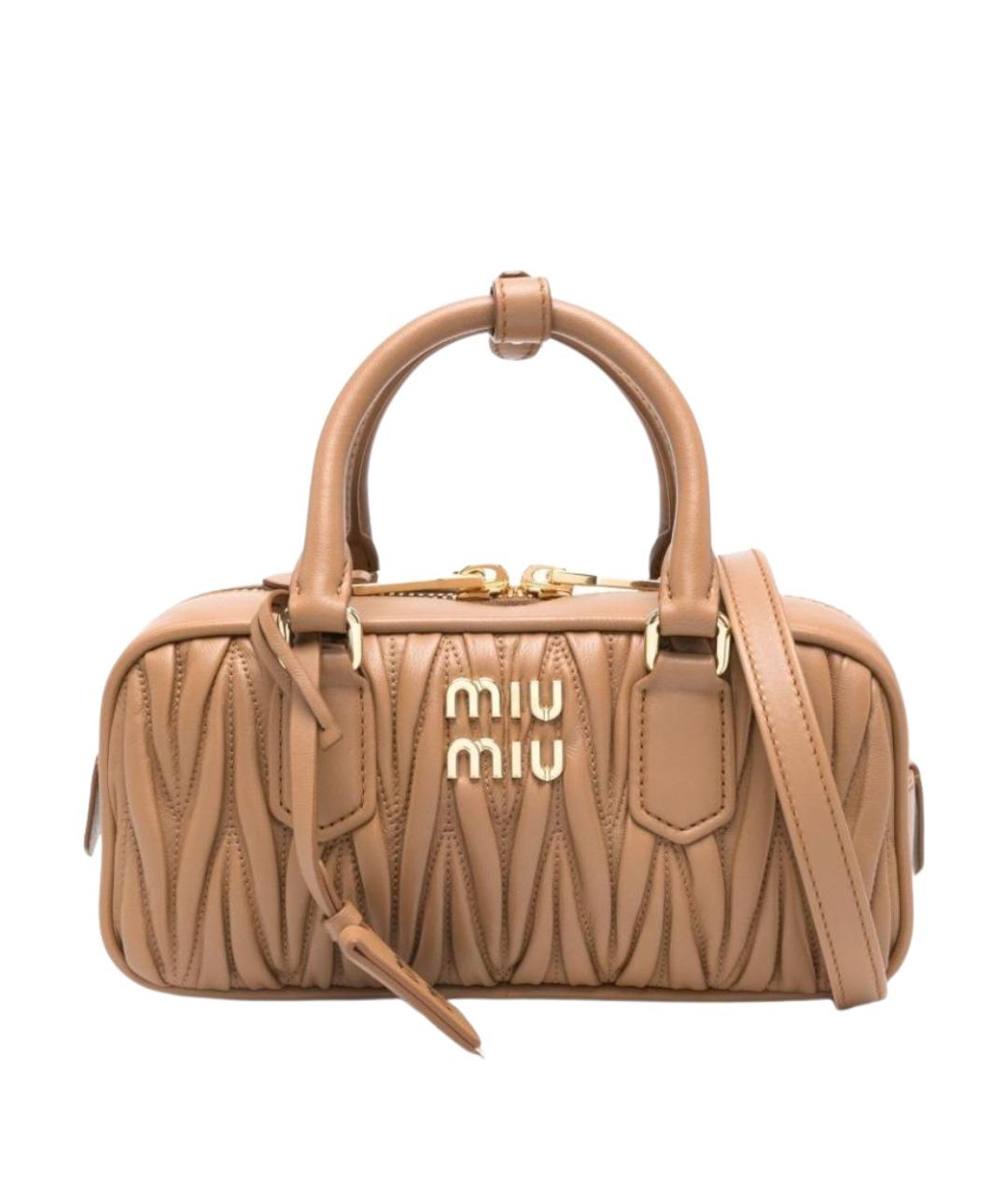 MIU MIU Бежевая кожаная сумка с короткими ручками, фото 1