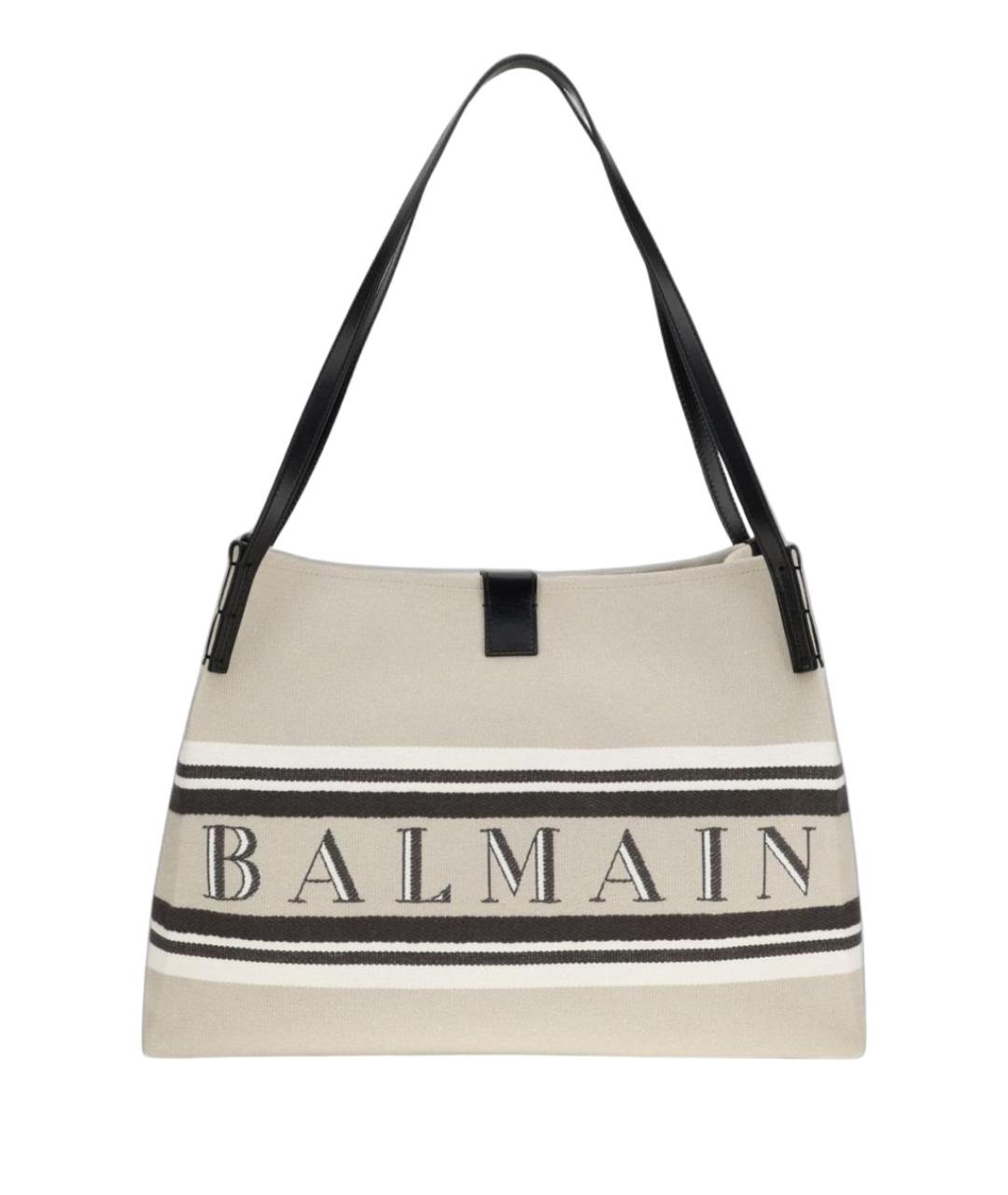 BALMAIN Бежевая сумка через плечо из канвы, фото 1