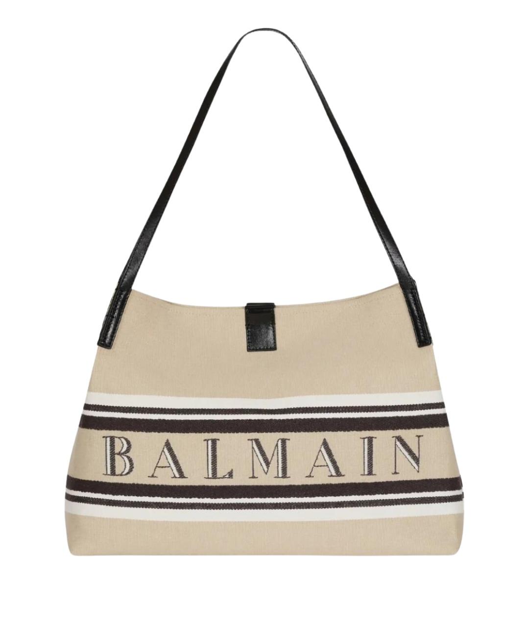 BALMAIN Бежевая хлопковая сумка через плечо, фото 1