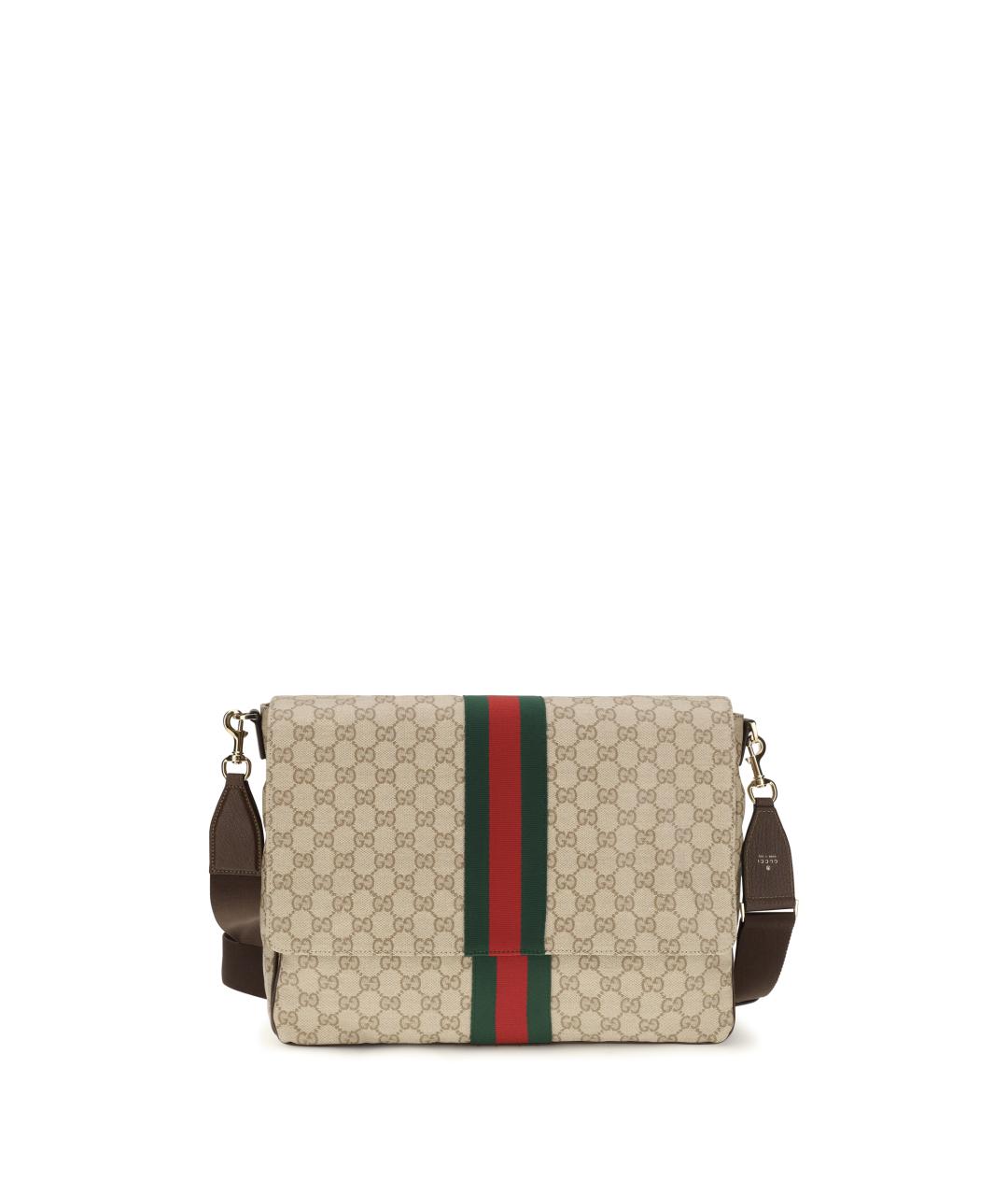 GUCCI Бежевая сумка на плечо из канвы, фото 5