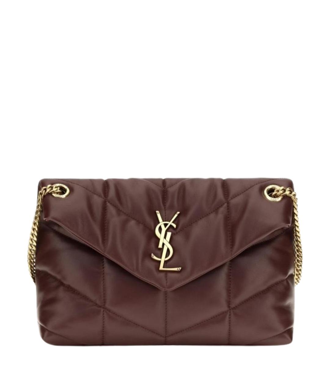 SAINT LAURENT Бордовая кожаная сумка через плечо, фото 1