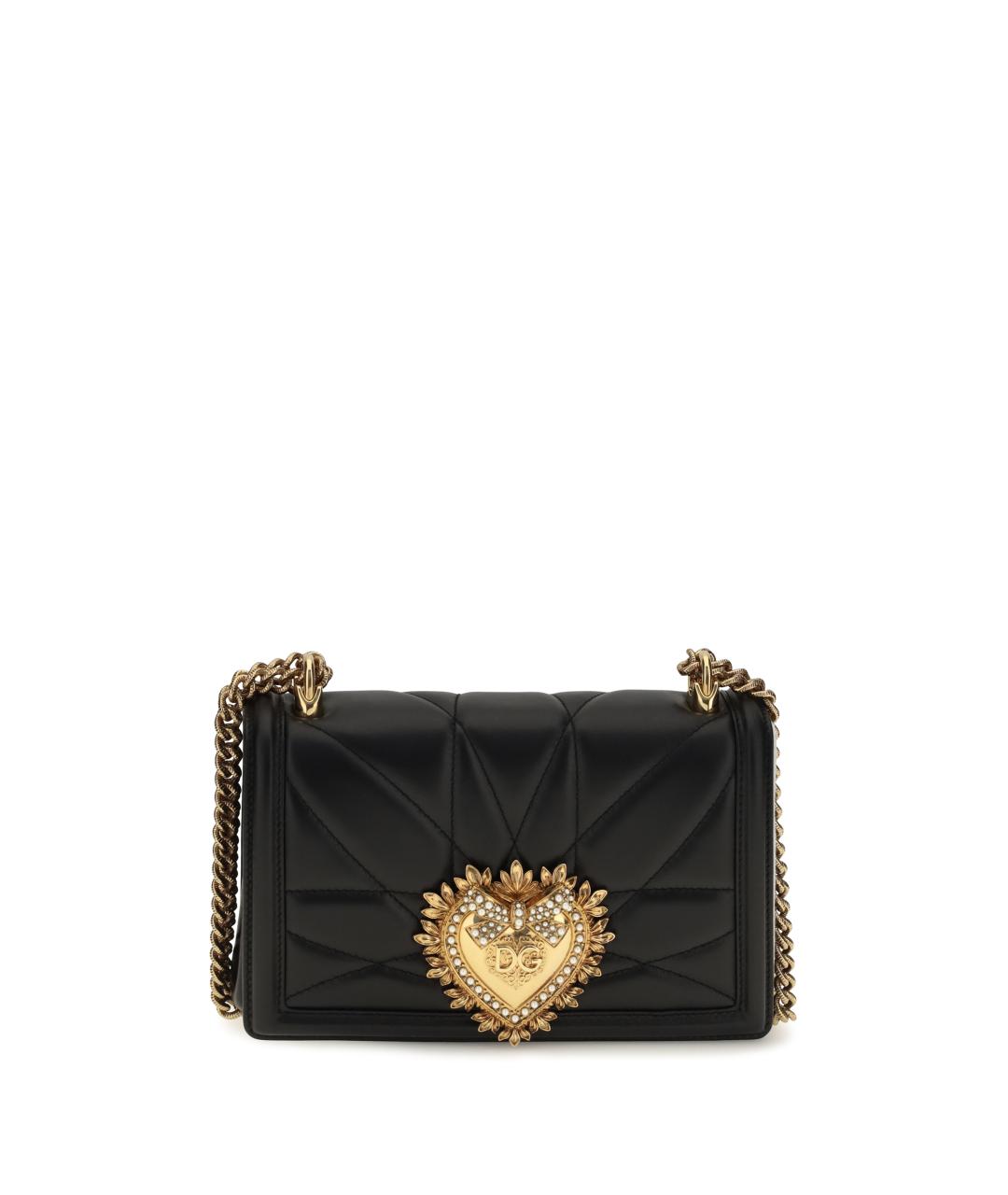 DOLCE&GABBANA Черная кожаная сумка через плечо, фото 2