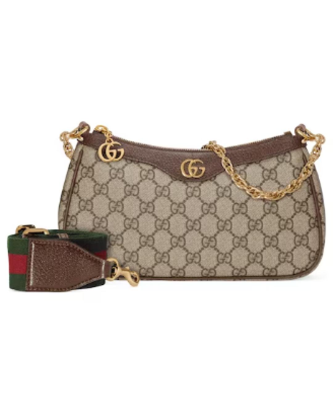 GUCCI Бежевая сумка через плечо из канвы, фото 3