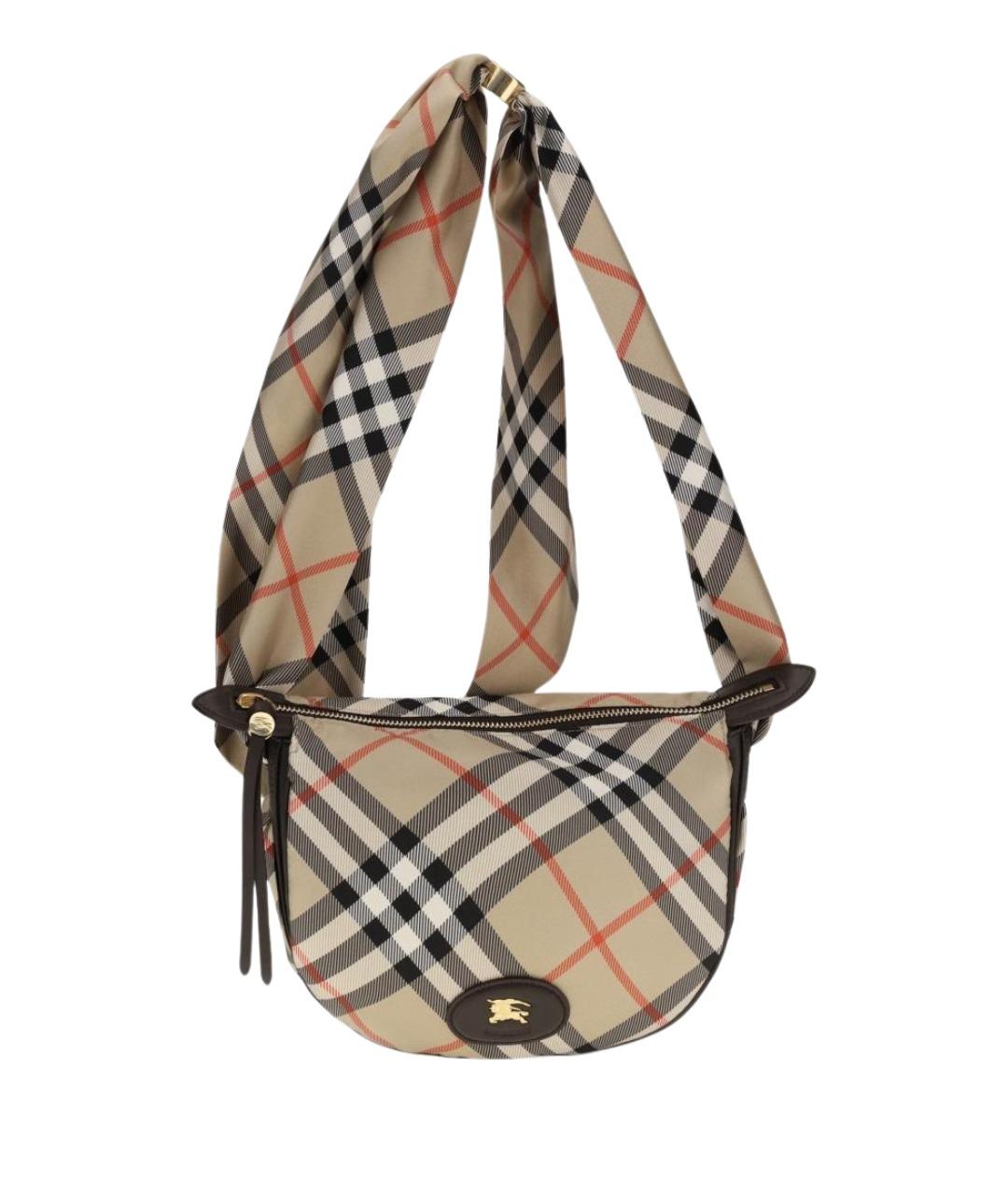 BURBERRY Бежевая шелковая сумка через плечо, фото 1