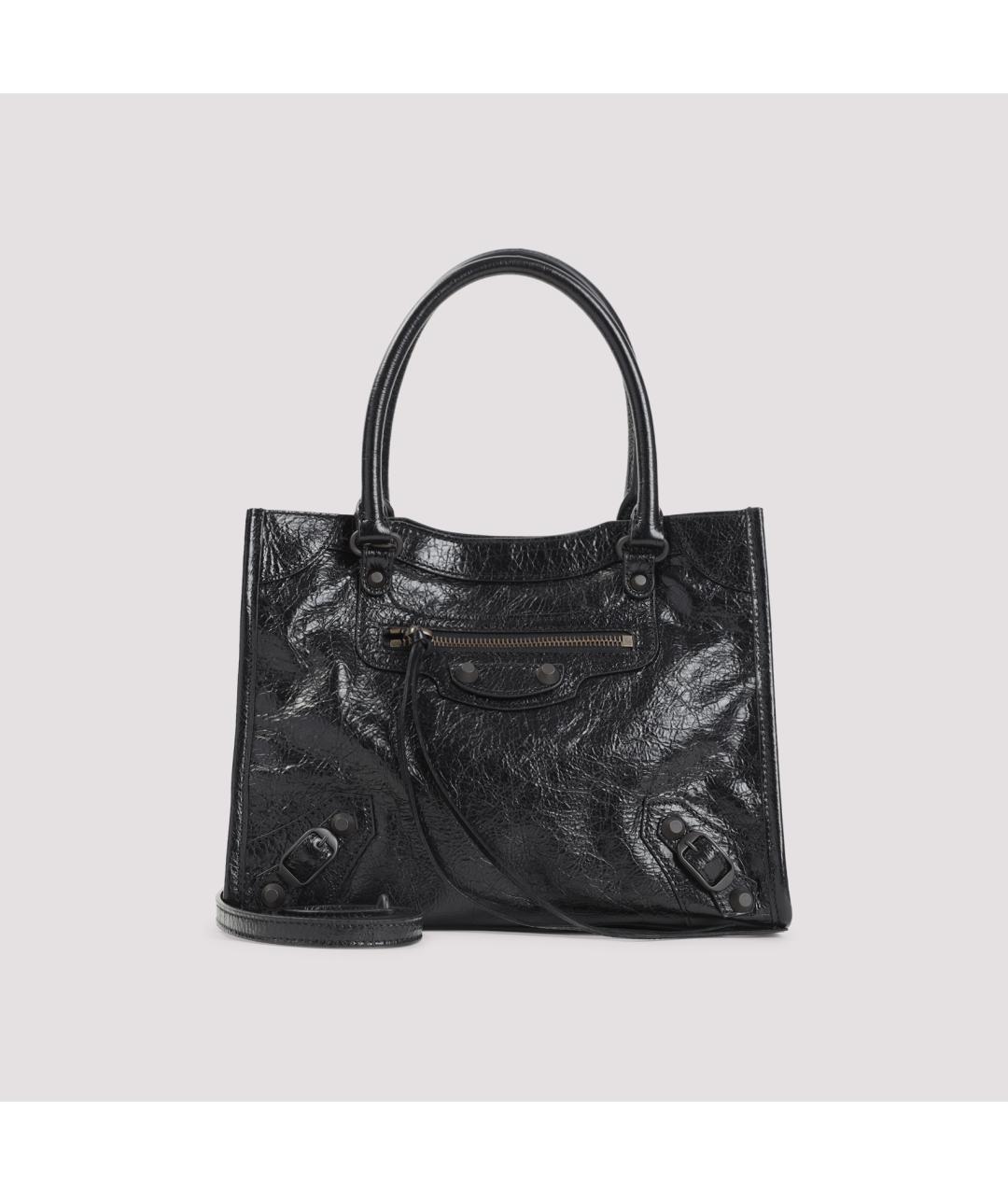 BALENCIAGA Черная кожаная сумка тоут, фото 2