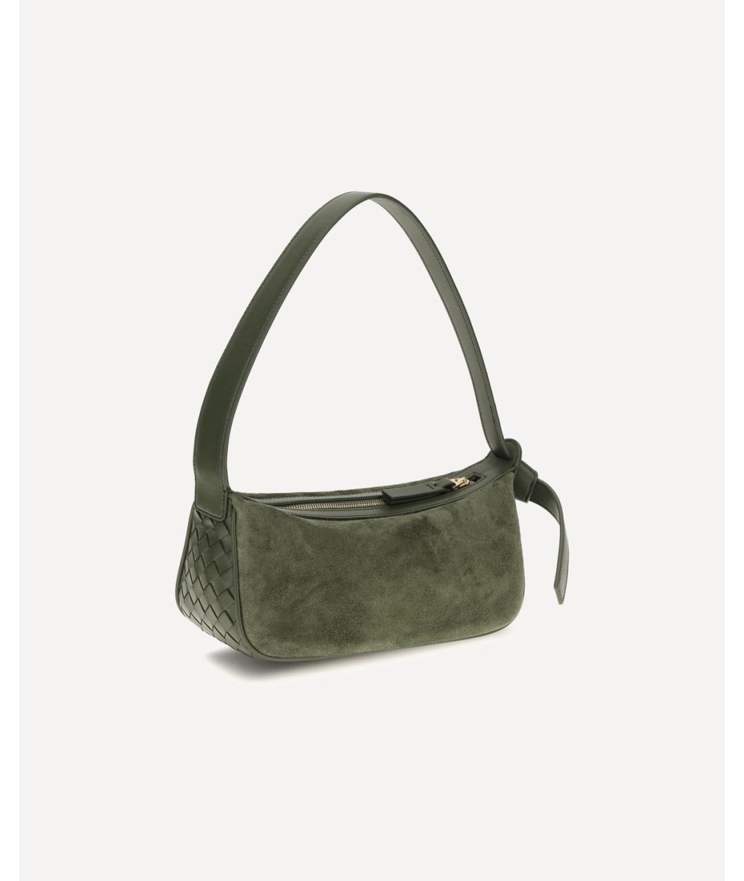 BOTTEGA VENETA Зеленая замшевая сумка через плечо, фото 2
