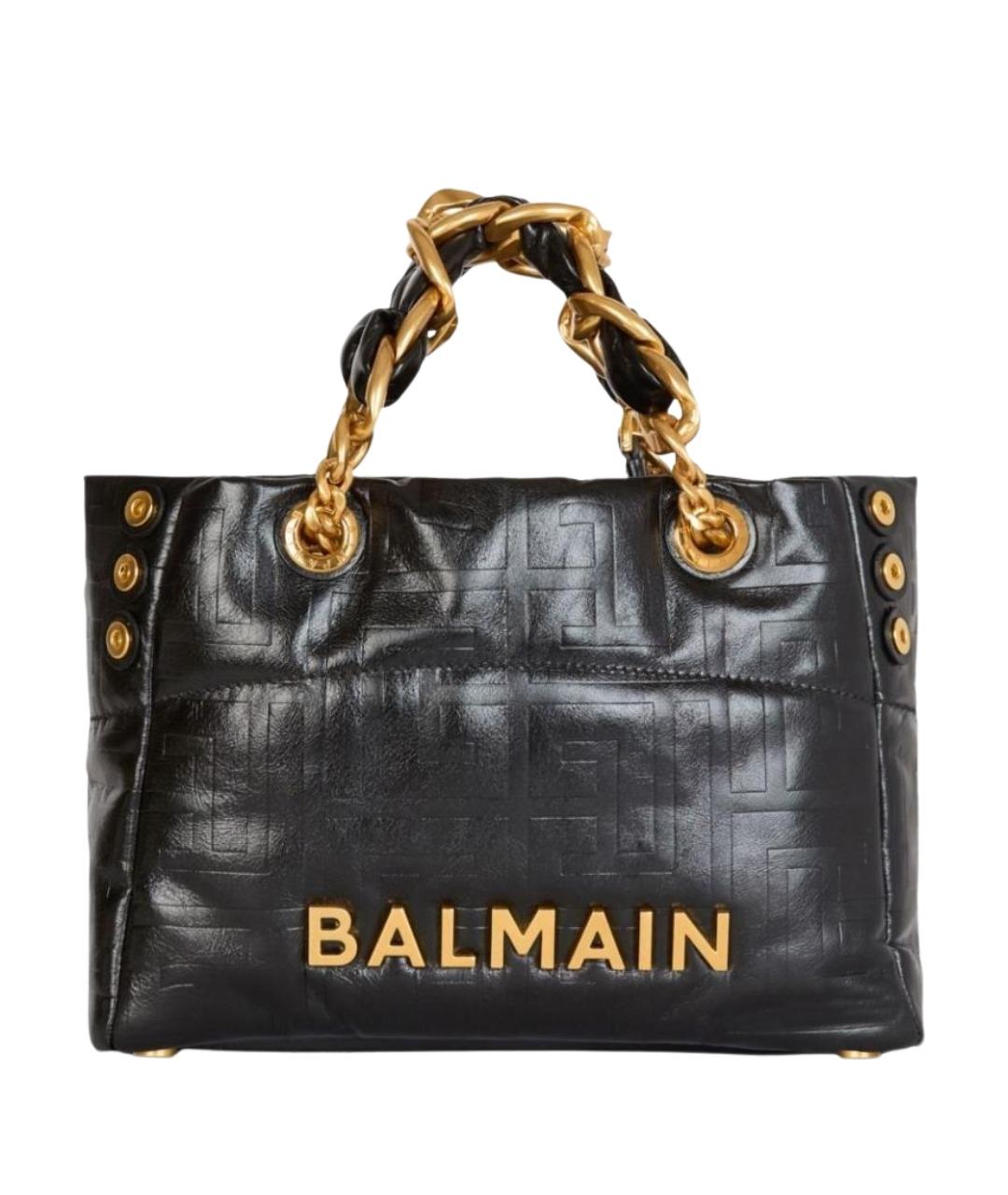 BALMAIN Черная кожаная сумка тоут, фото 1