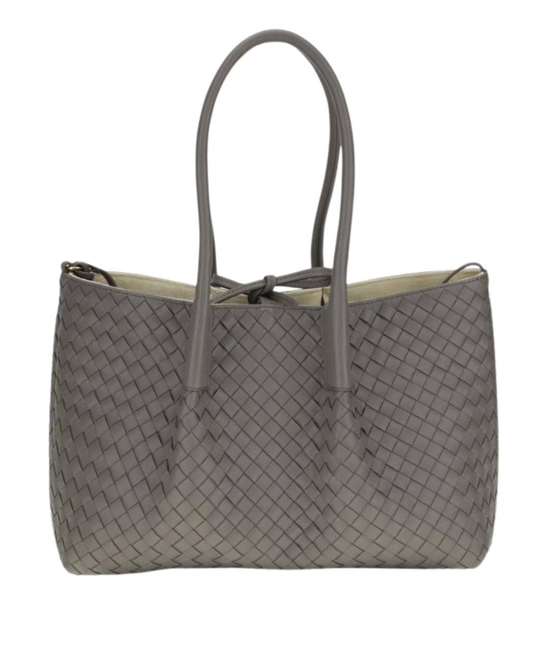 BOTTEGA VENETA Серая кожаная сумка тоут, фото 1