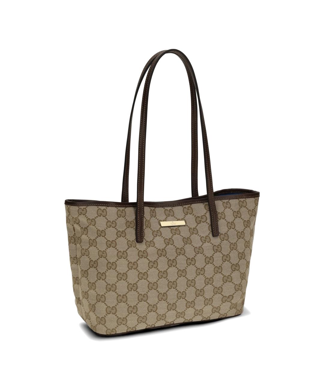 GUCCI Бежевая сумка тоут из канвы, фото 4
