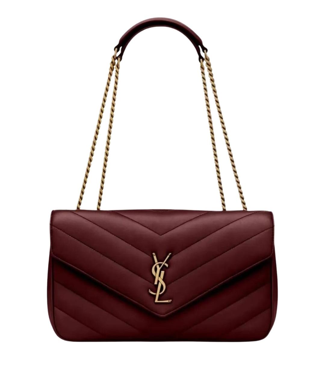 SAINT LAURENT Бордовая кожаная сумка через плечо, фото 1