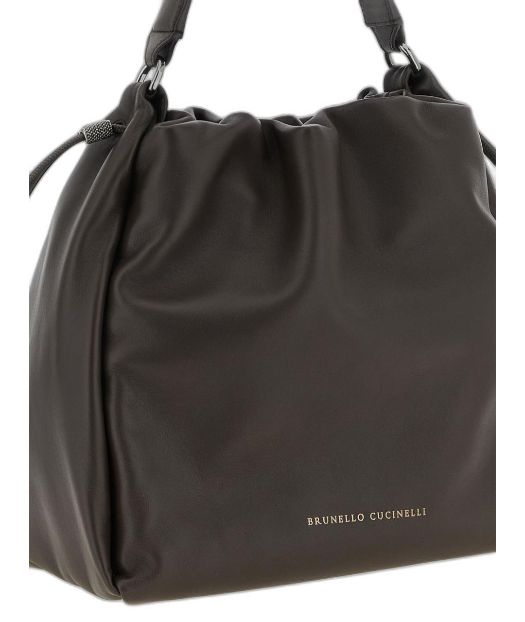 BRUNELLO CUCINELLI Коричневая кожаная сумка через плечо, фото 3