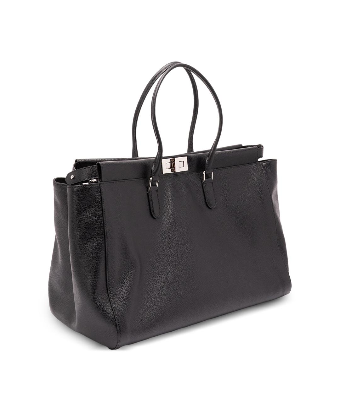 FENDI Черная кожаная сумка тоут, фото 5