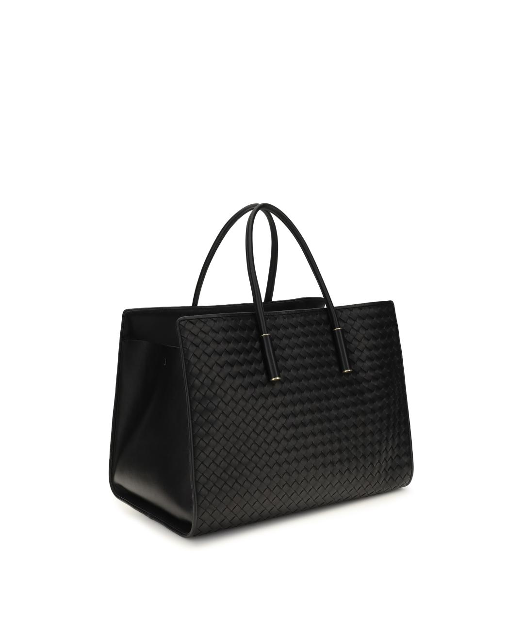 BOTTEGA VENETA Черная кожаная сумка тоут, фото 2