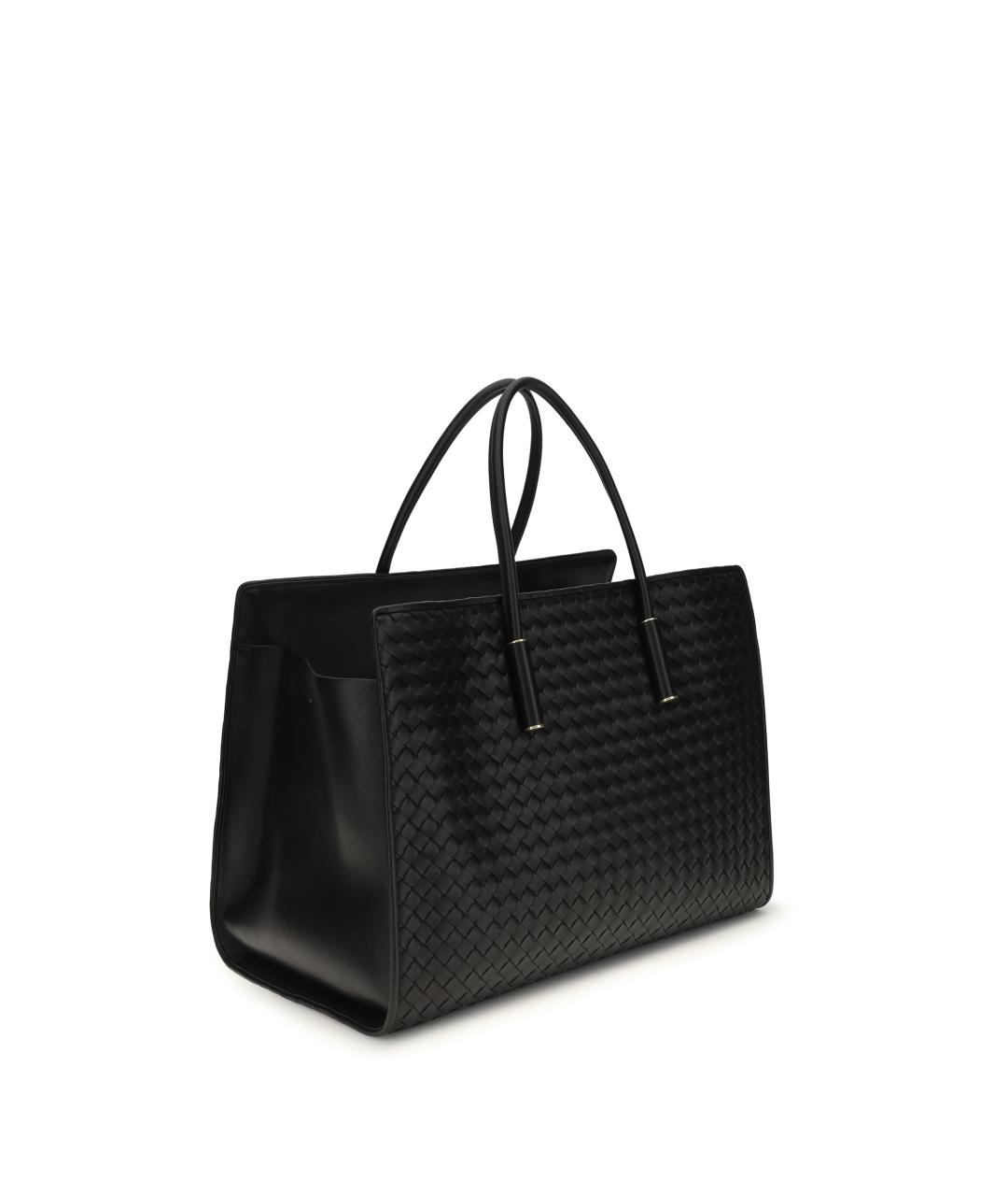 BOTTEGA VENETA Черная кожаная сумка тоут, фото 3