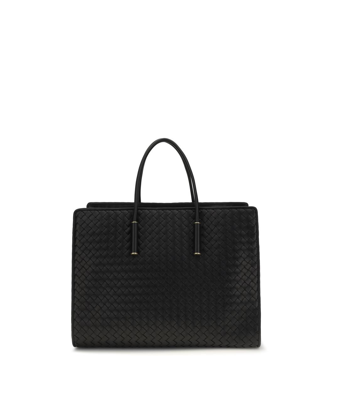 BOTTEGA VENETA Черная кожаная сумка тоут, фото 5